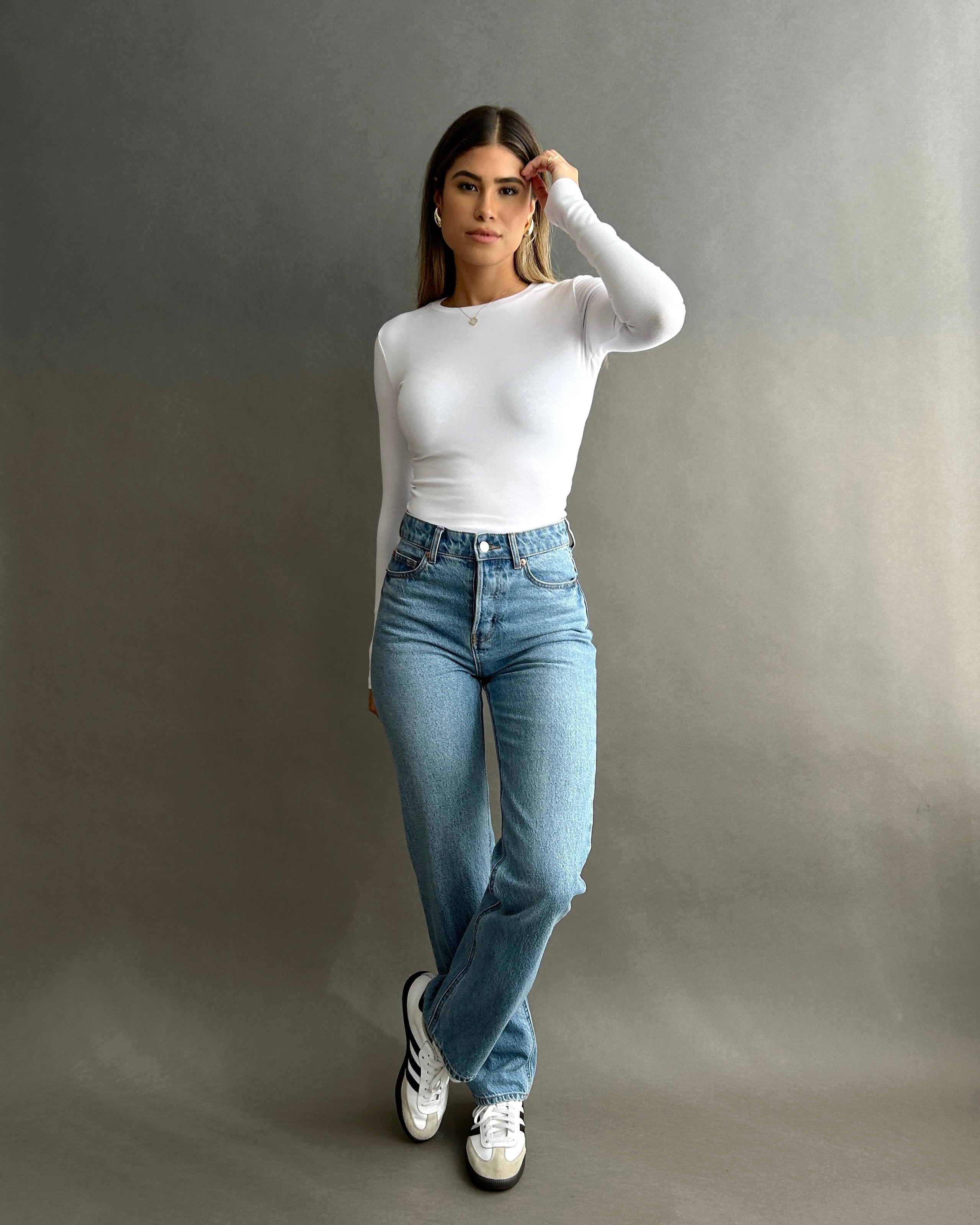 Sustainable cotton long-sleeve, available in inclusive sizing.