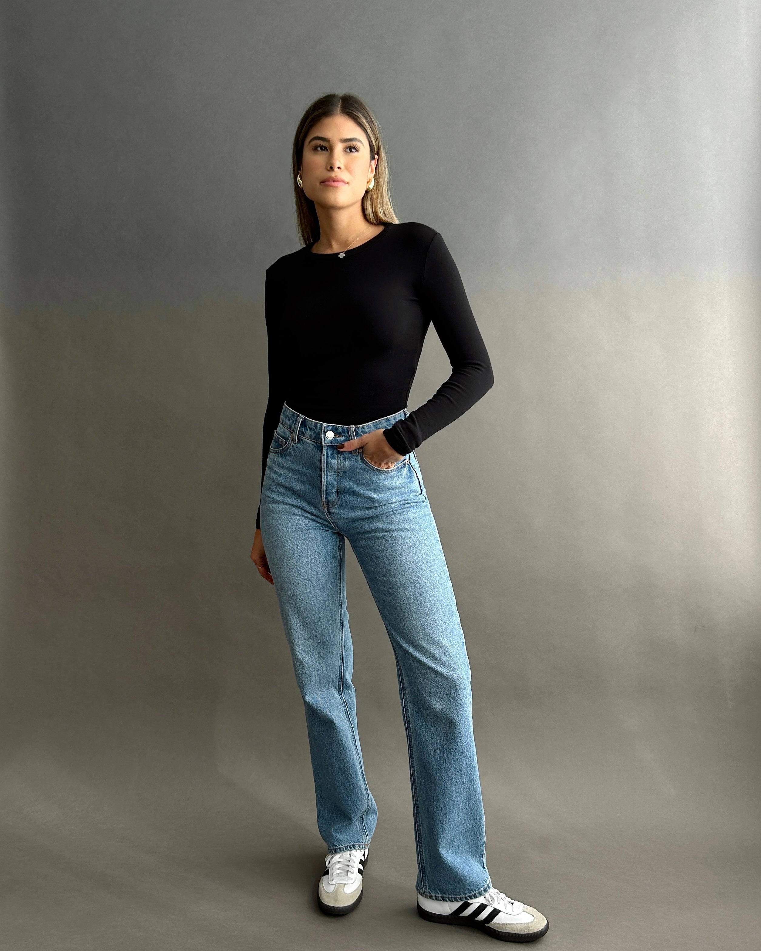 Sustainable cotton long-sleeve, available in inclusive sizing.