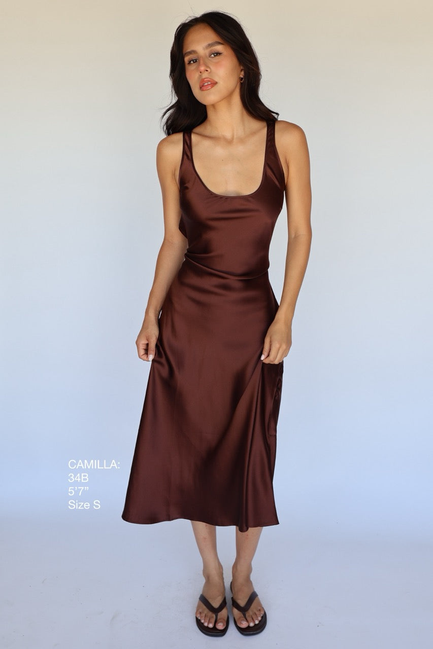 Silk Tie Dress // Brown