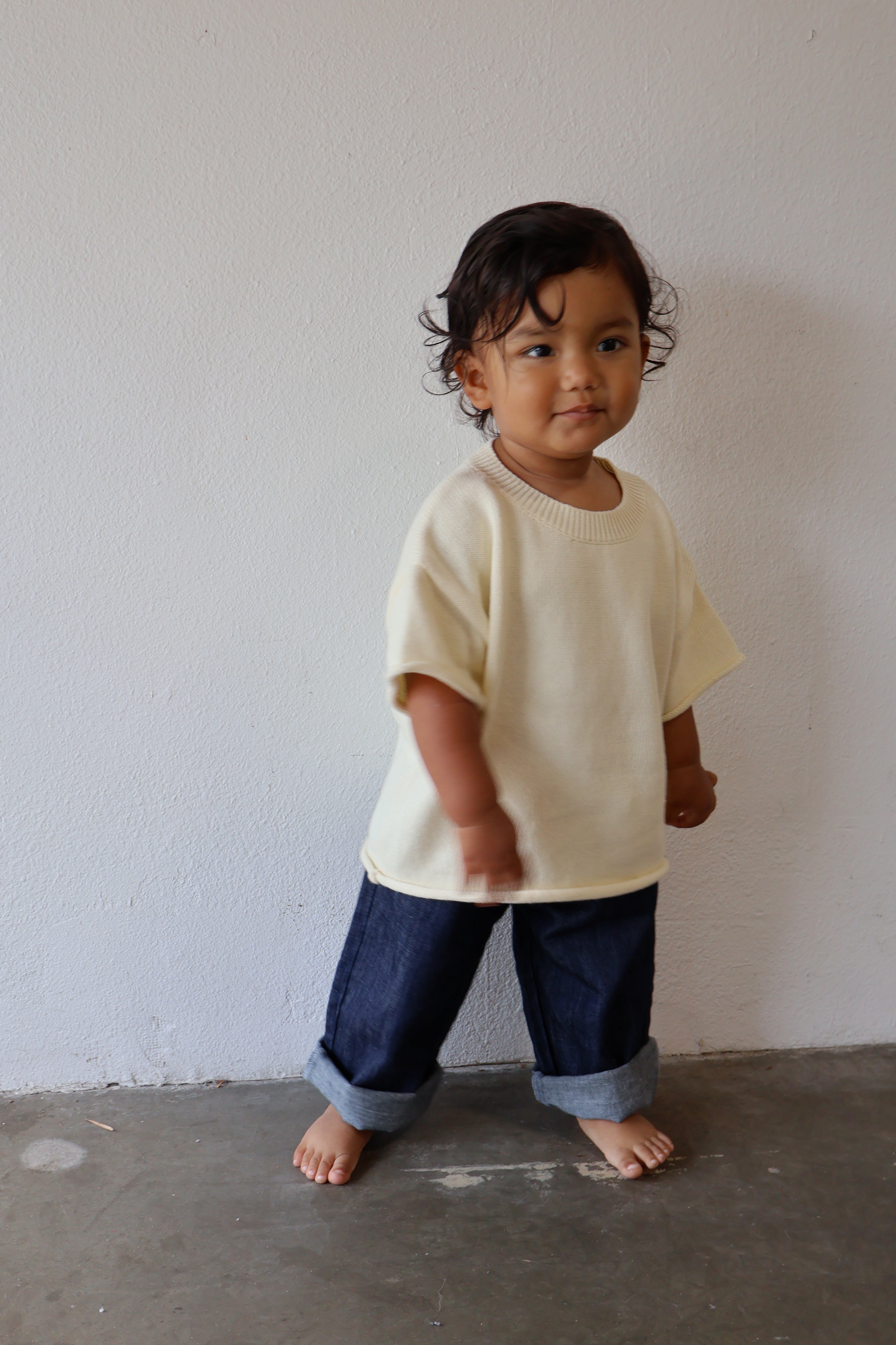 BOXY KNIT TEE - MINI // BUTTERCREAM