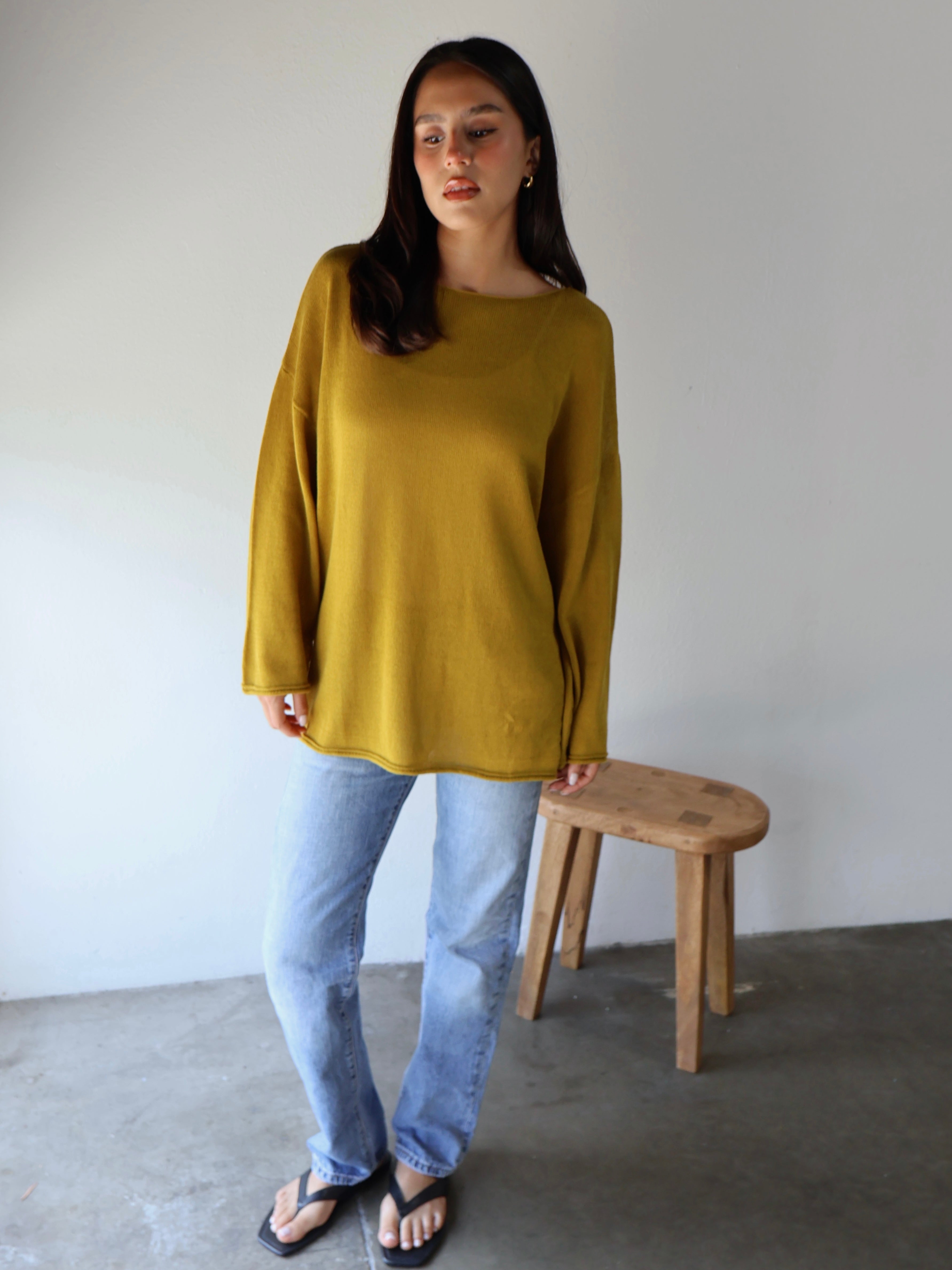 SOFTWEAR BOATNECK KNIT // CHARTREUSE