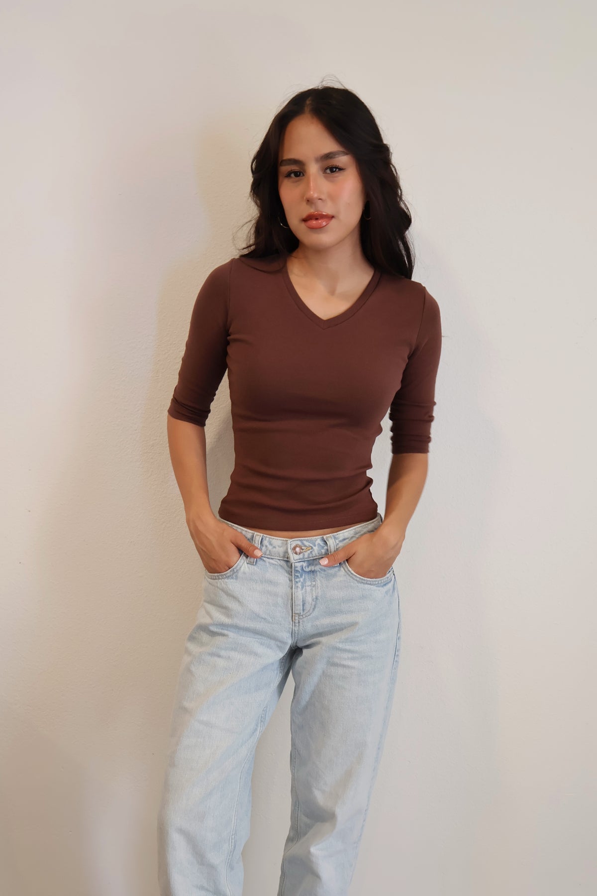 V-Neck Quarter Sleeve // Fudge