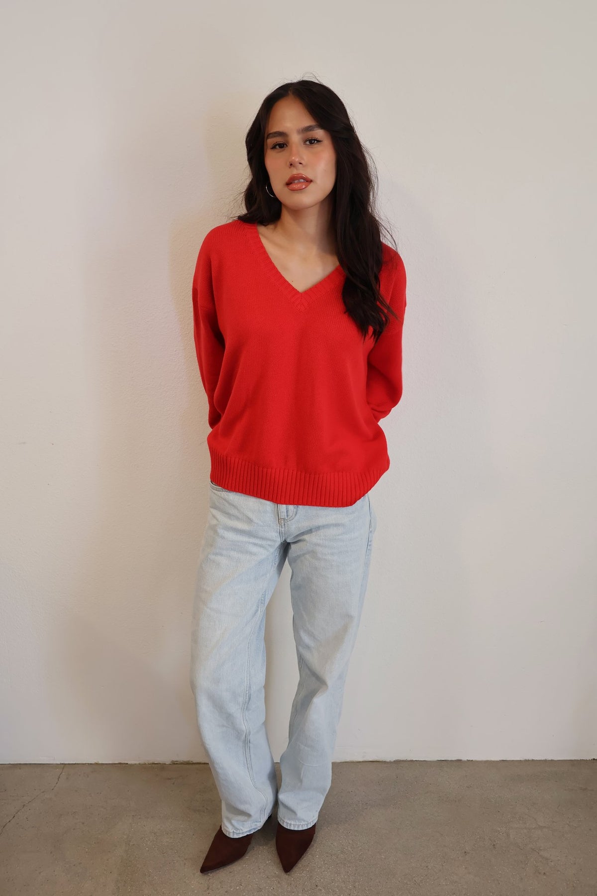 Heritage V-Neck Knit // Classic Red