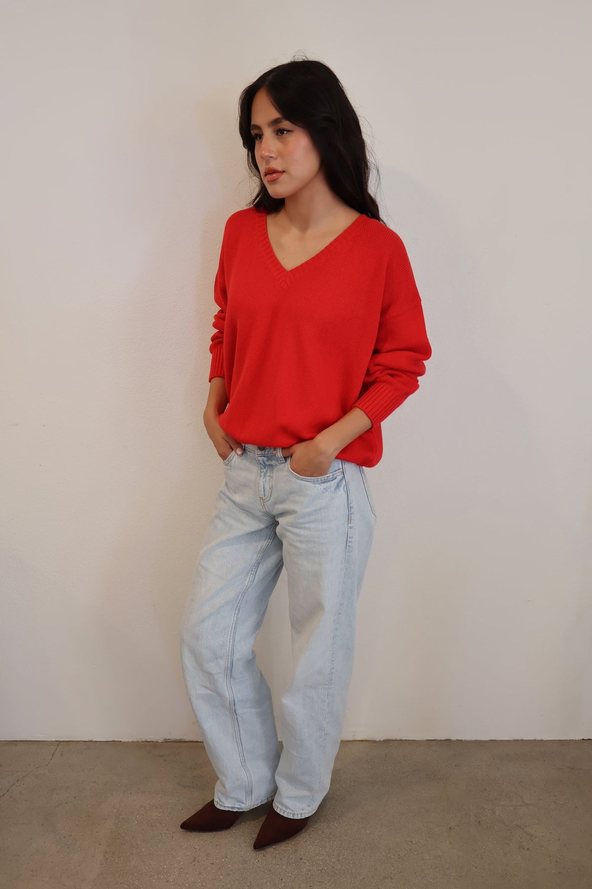 Heritage V-Neck Knit // Classic Red