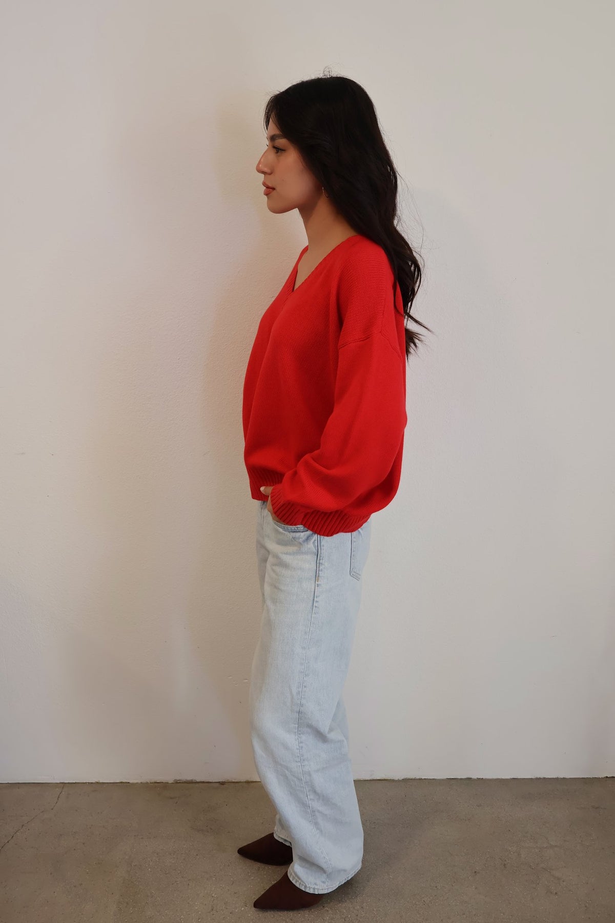 Heritage V-Neck Knit // Classic Red