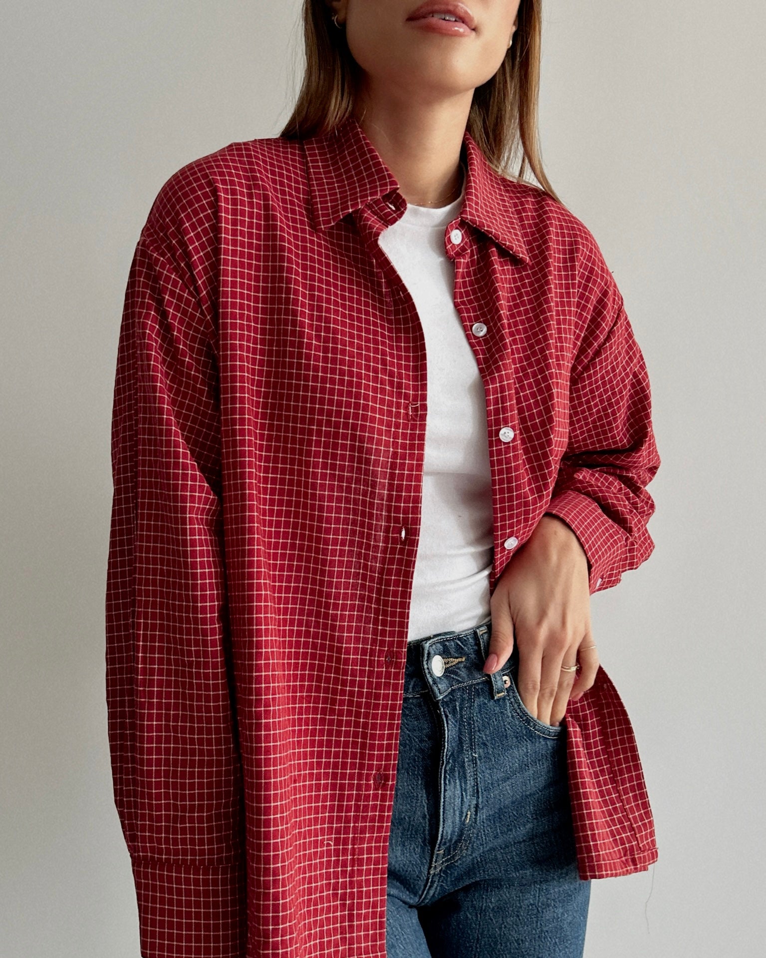 GRID SHIRT LS // POINSETTIA