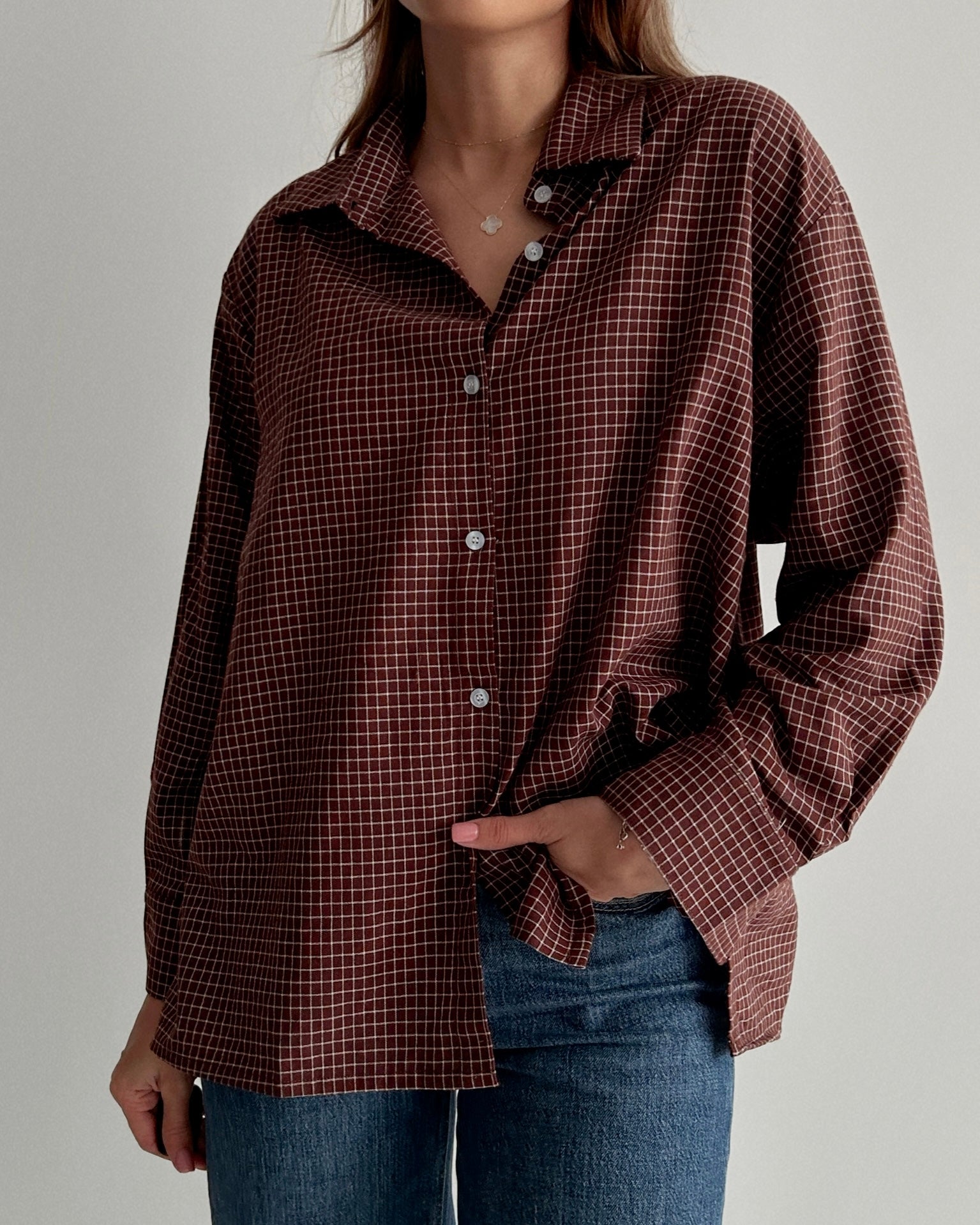 GRID SHIRT LS // COFFEE