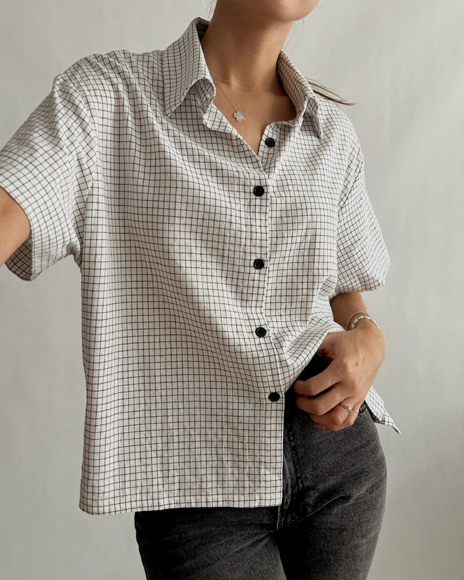 GRID SHIRT // ECRU