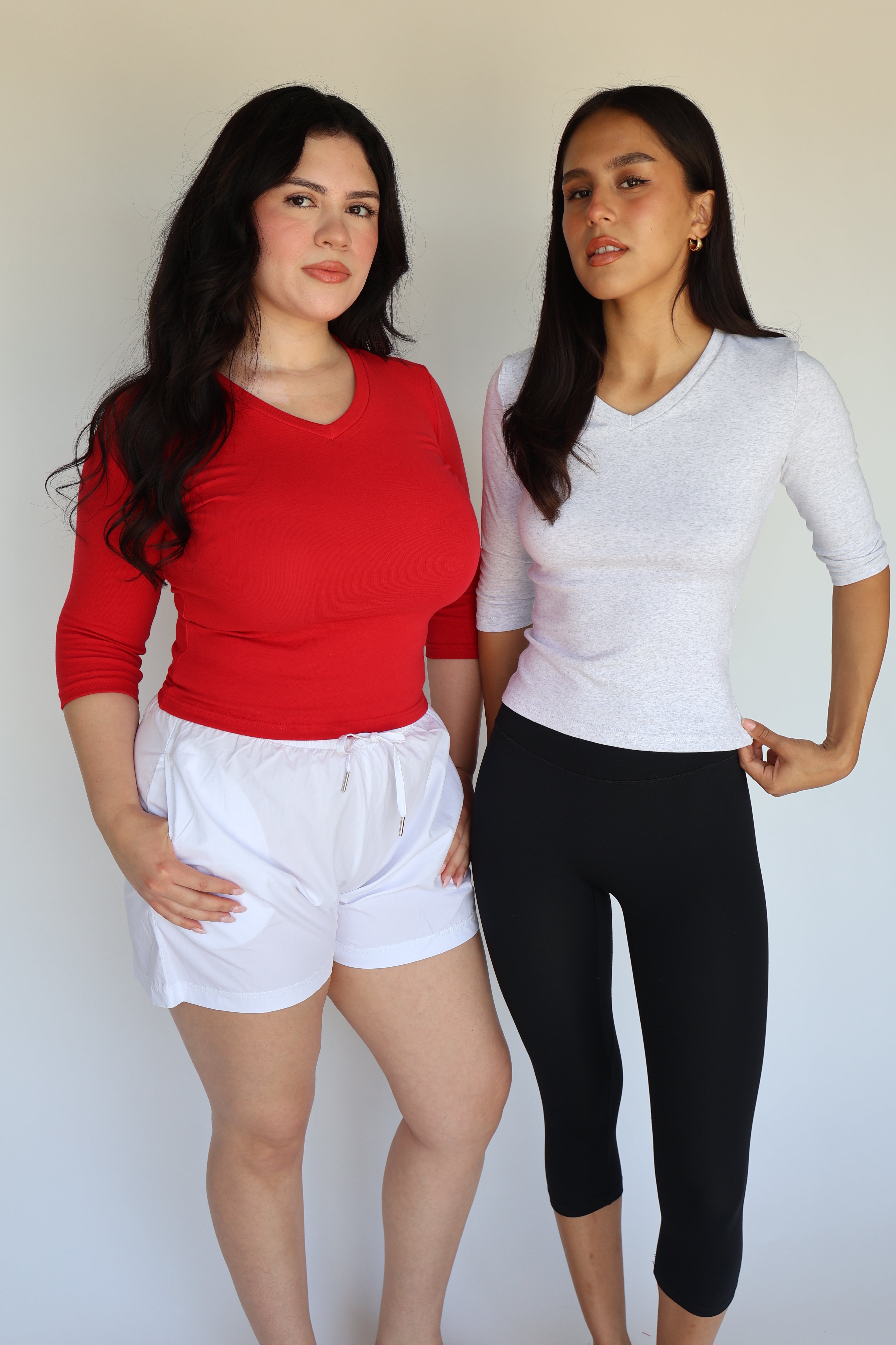 V-Neck Quarter Sleeve // Cloud