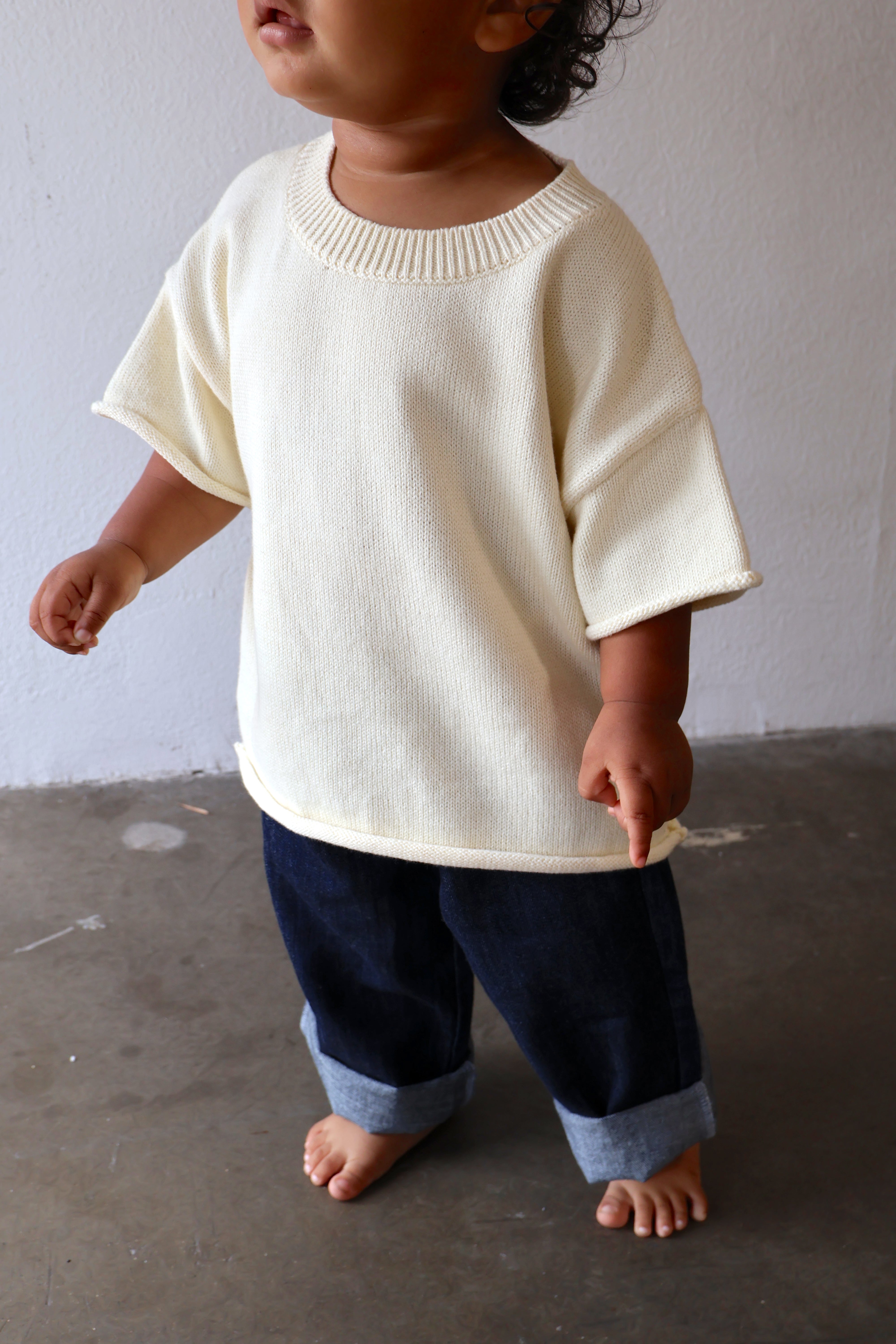 BOXY KNIT TEE - MINI // BUTTERCREAM