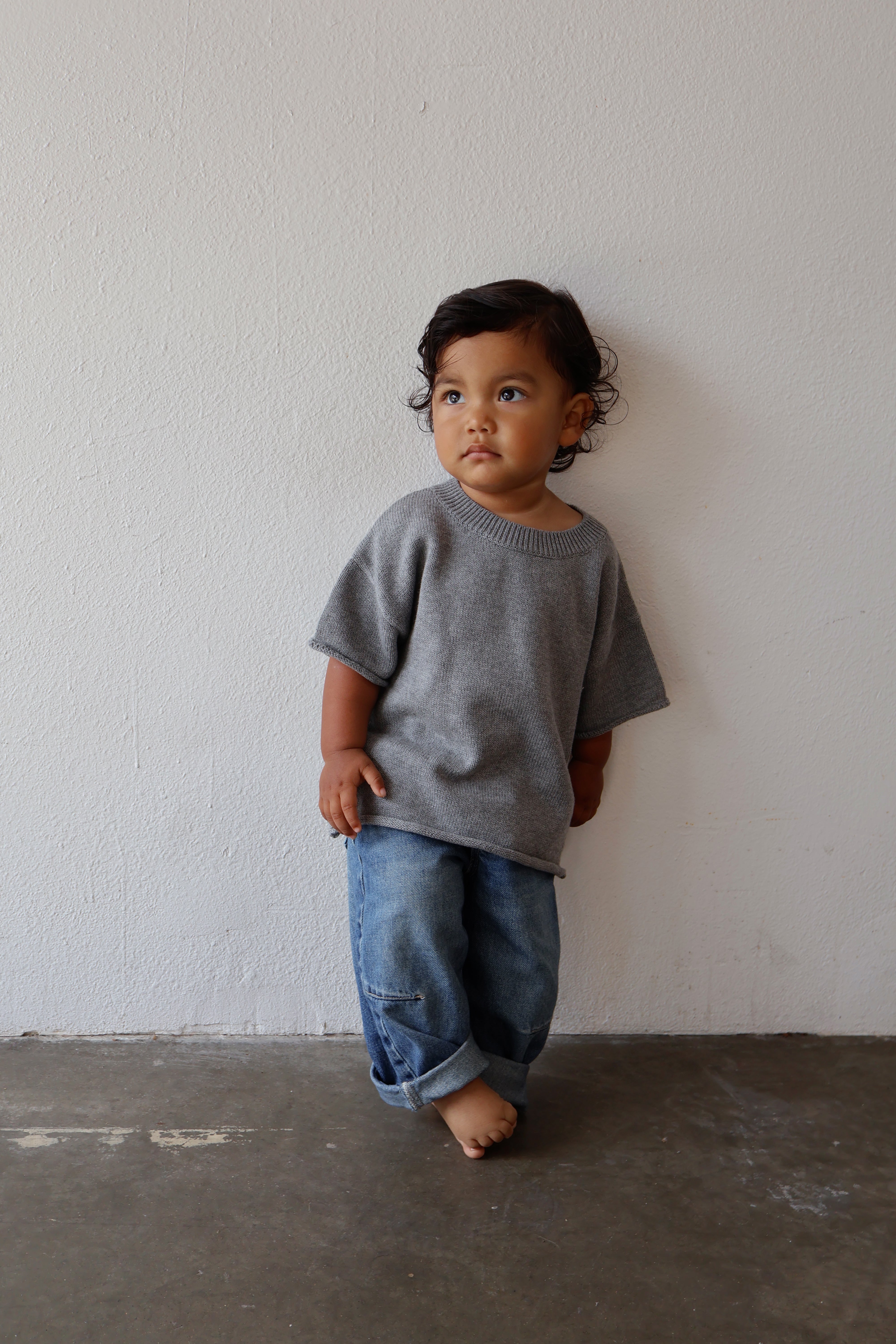 BOXY KNIT TEE - MINI // SLATE
