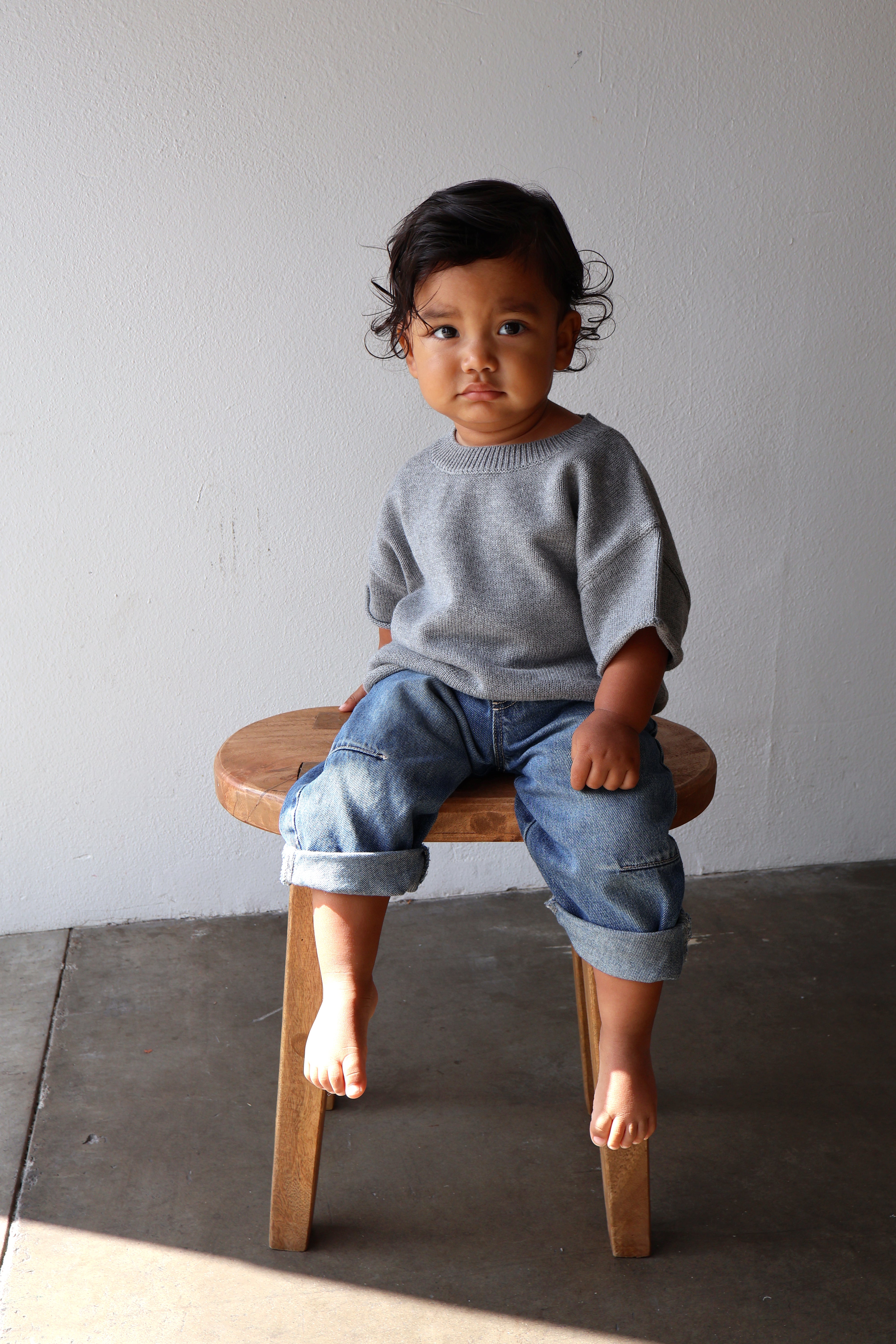BOXY KNIT TEE - MINI // SLATE