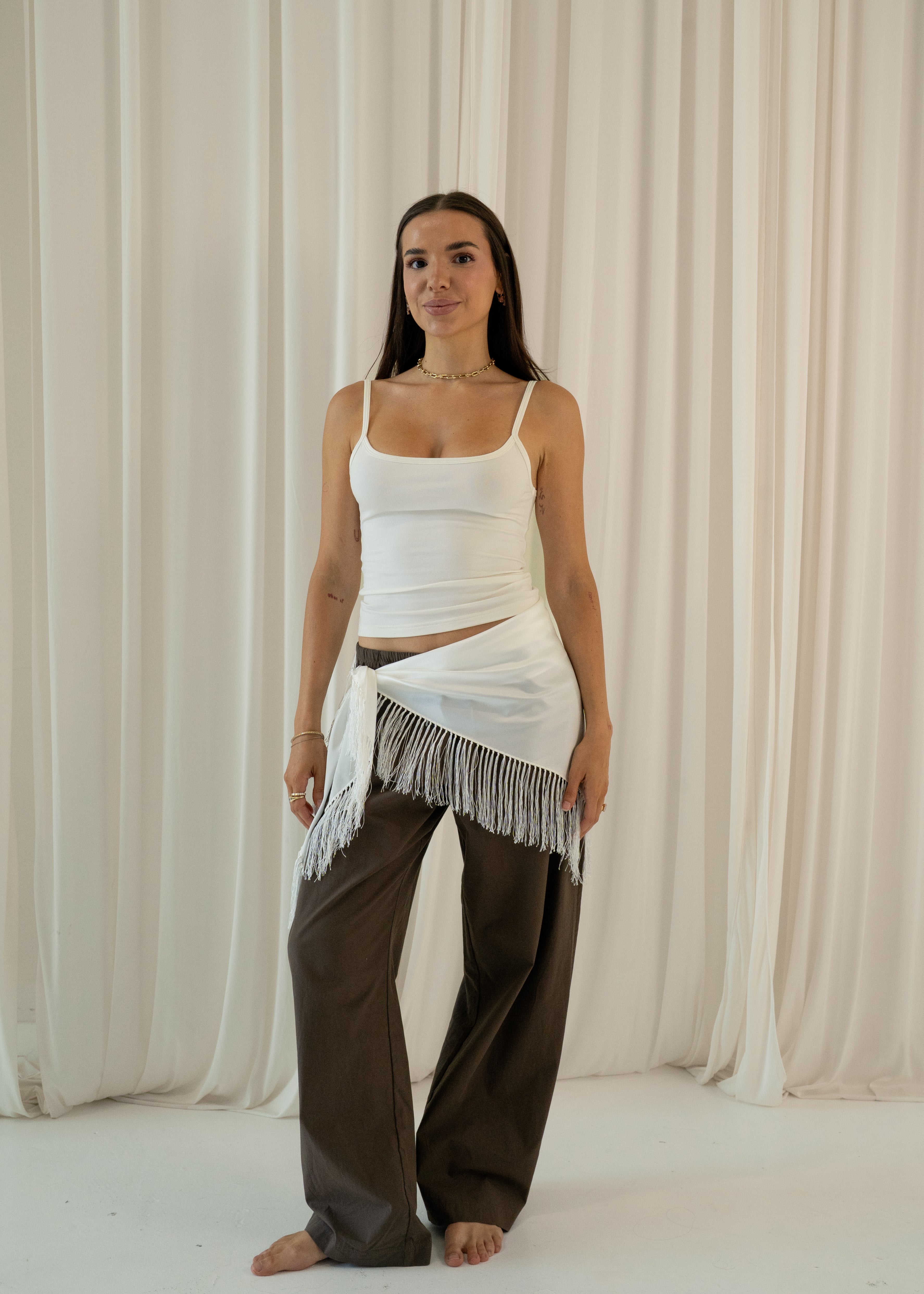 Fringe Silk Scarf // Ivory