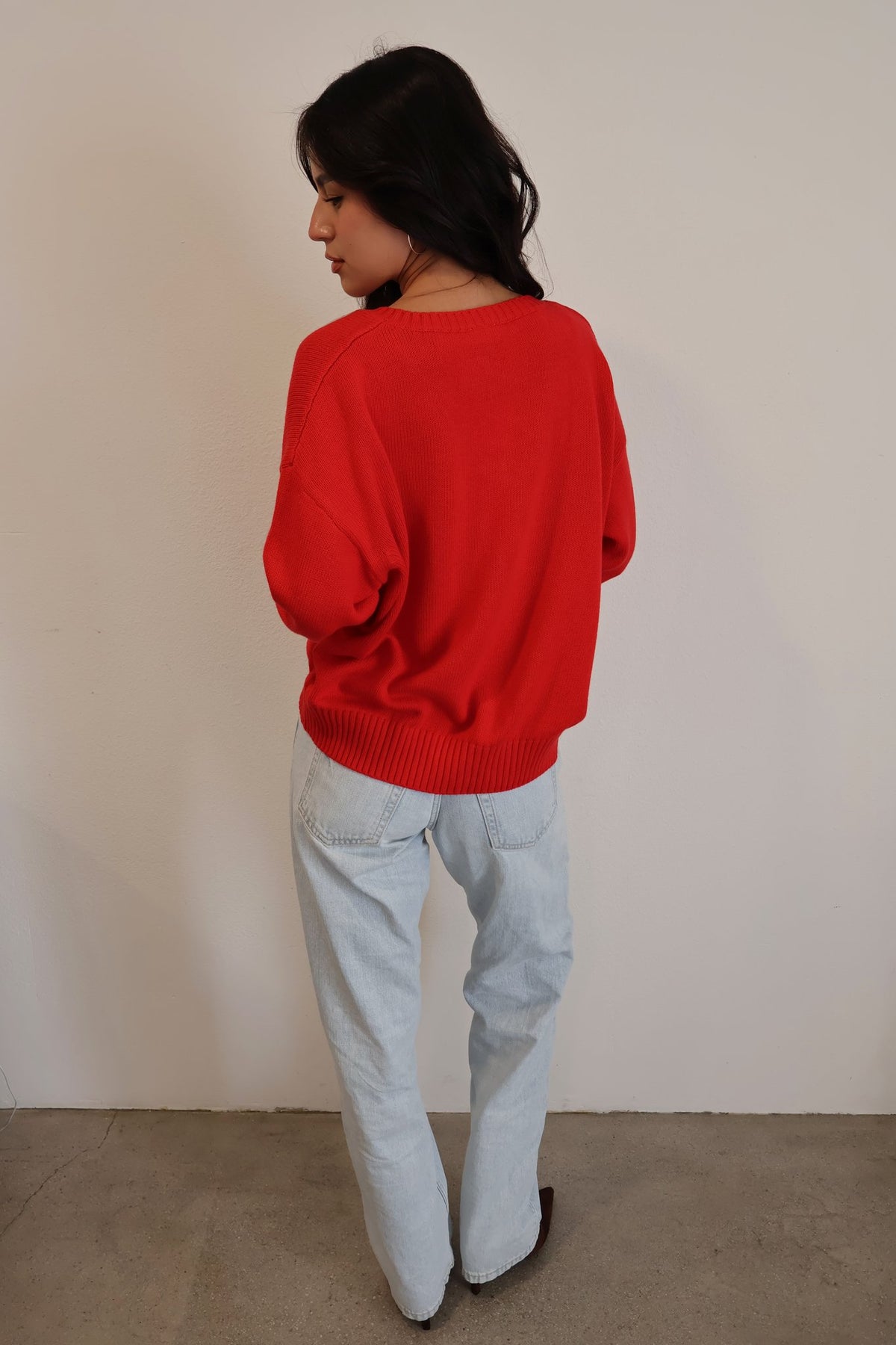 Heritage V-Neck Knit // Classic Red