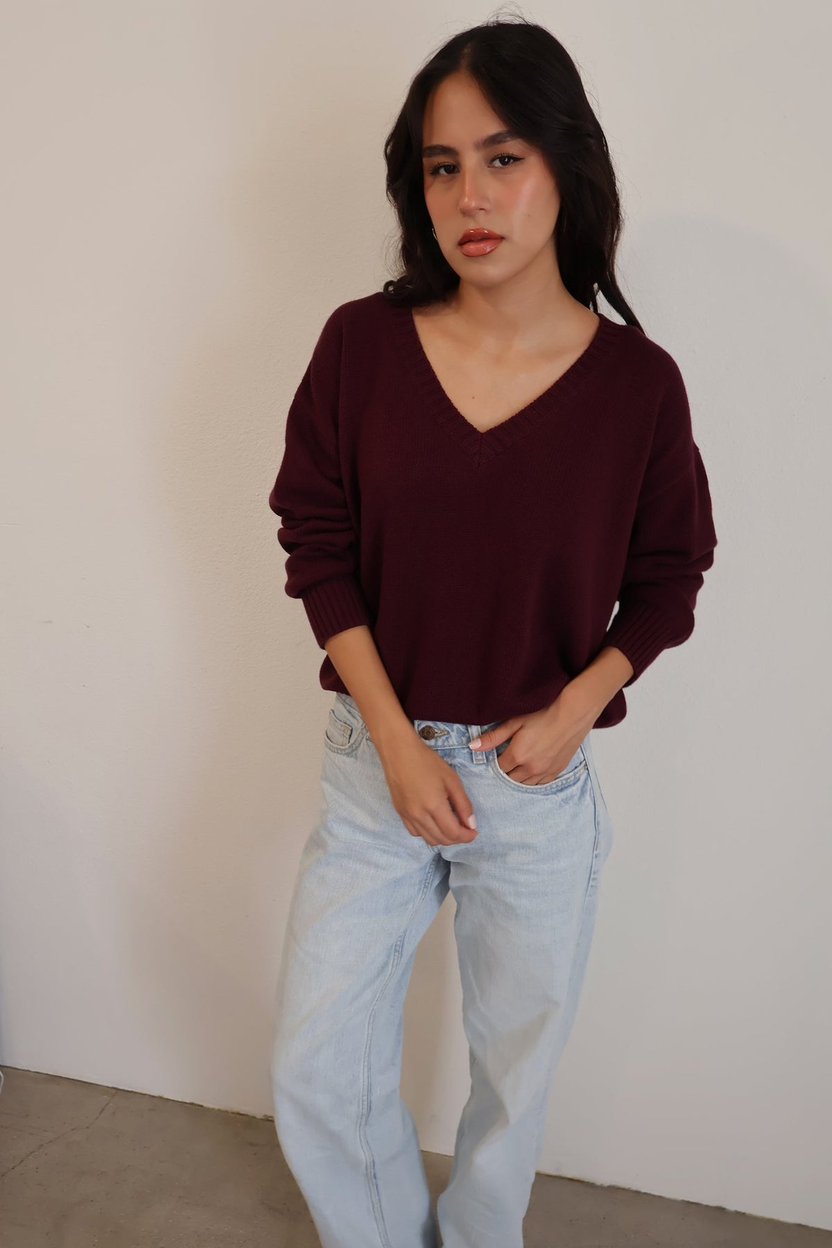Heritage V-Neck Knit // Plum