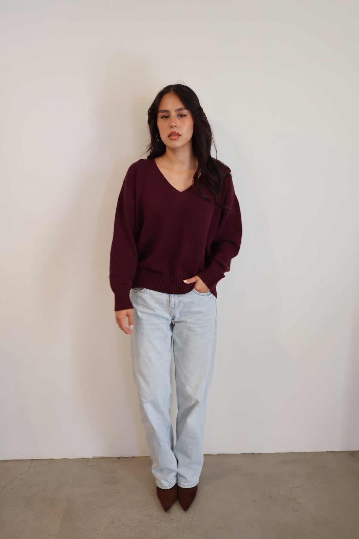 Heritage V-Neck Knit // Plum