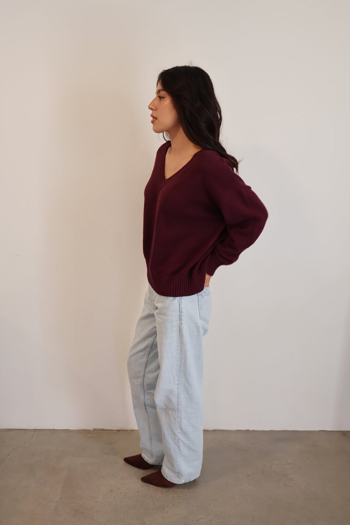 Heritage V-Neck Knit // Plum